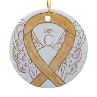Amber Awareness Ribbon Angel Custom Art Ornaments