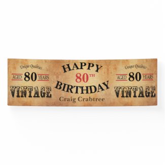 Vintage Any Age Birthday Design Banner