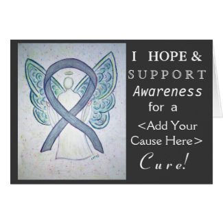 Gray Awareness Ribbon Custom Cause Angel Cards