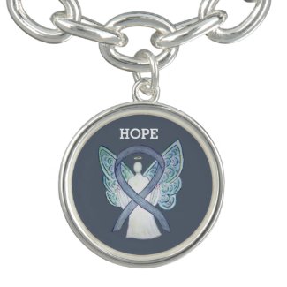 Gray Awareness Ribbon Angel Charm Bracelet
