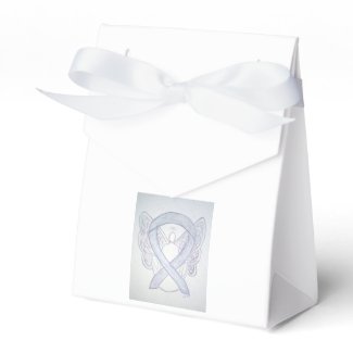 Light Gray Awareness Ribbon Angel Party Favor Box