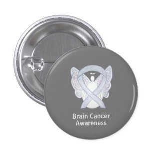 Brain Cancer Gray Awareness Ribbon Custom Button