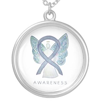 Gray Awareness Ribbon Angel Jewelry Necklace