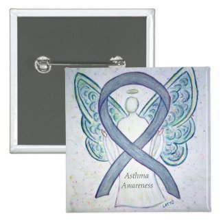 Asthma Awareness Ribbon Angel Customized Art Pin
