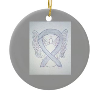 Light Gray Awareness Ribbon Angel Ornaments