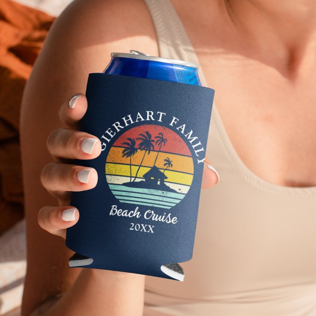 Beach Cruise Retro Family Reunion Coastal Vacation Can Cooler
