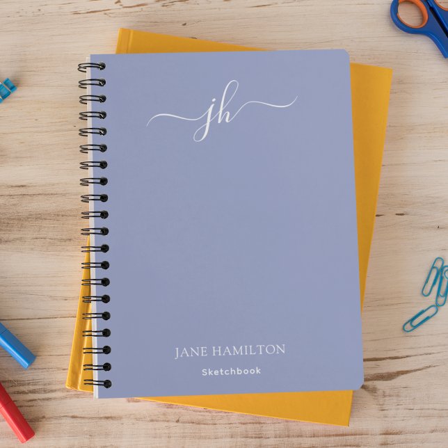Blue Monogram Sketchbook with Name Notebook
