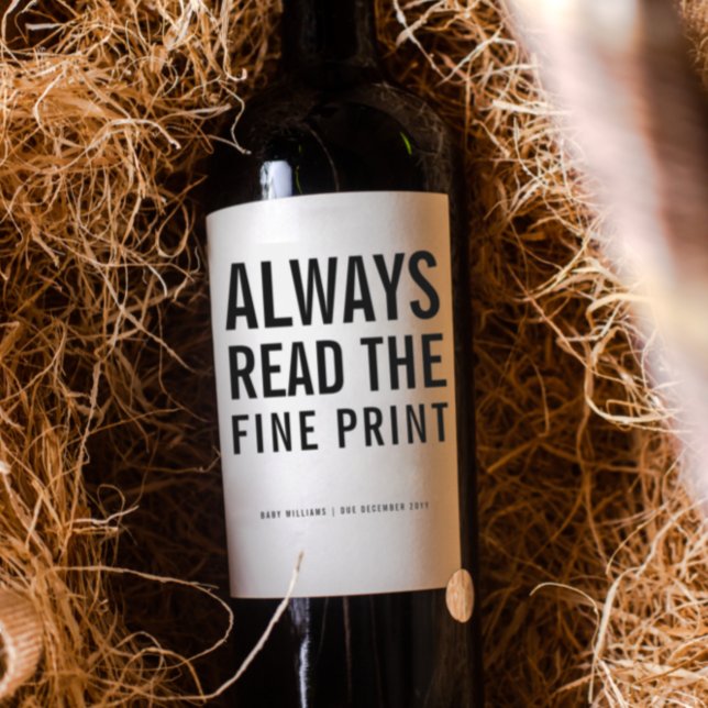 Fine Print | Personalized Pregnancy Announcement Wine Label

