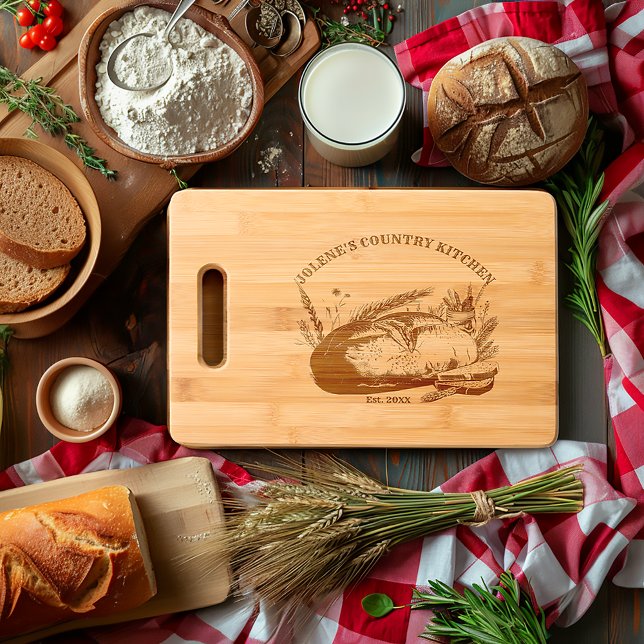 Customizable Rustic Bread Etched Bamboo Engraved Cutting Board
