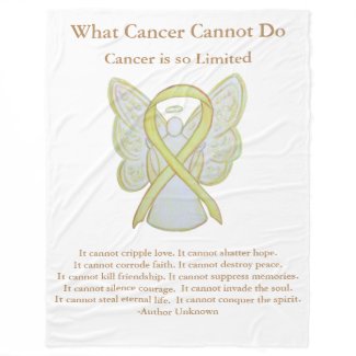 Yellow Awareness Ribbon Bone Cancer Angel Blanket