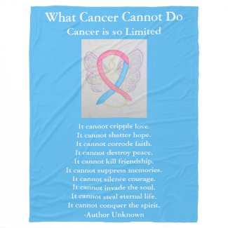 Blue &amp; Pink Awareness Ribbon Cancer Angel Blanket