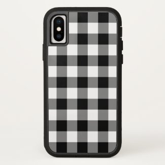 Black and White Buffalo Plaid iPhone X Case