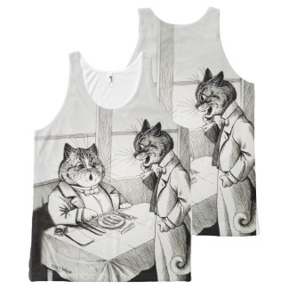 Louis Wain -Funny Cat Waiter - Vintage Top All-Over Print Tank Top