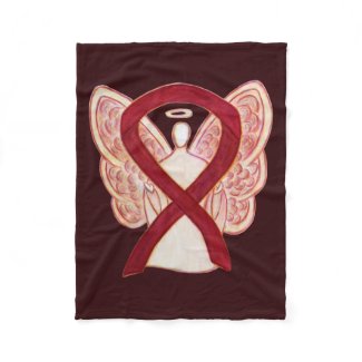 Burgundy Awareness Ribbon Angel Custom Blankets