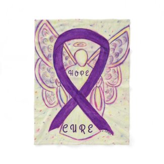 Purple Awareness Ribbon Hope Cure Angel Blanket