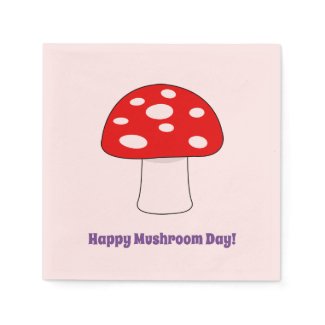Custom Birthday party napkins with red mushroom