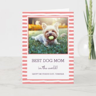 Best Dog Mom | Coral | Photo Mother's Day Card