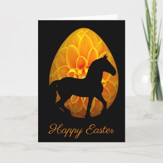 Silhouette Horse and Flower Egg Happy Easter Card