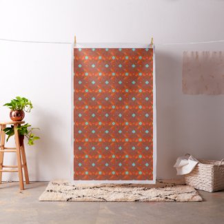 Fun Orange Aqua Texture Layers Pattern Fabric