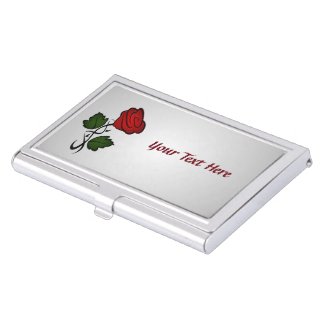 Red Rose Personalized Business Card Holder