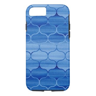 Geometric Blue Watercolor Ogee Pattern iPhone 7 Case