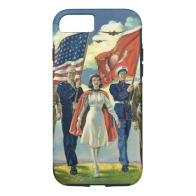 Vintage Patriotic, Proud Military Personnel Heros iPhone 7 Case