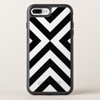 Modern Geometric Black and White Chevrons OtterBox Symmetry iPhone 7 Plus Case