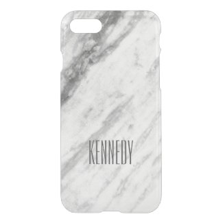Trendy White and Gray Marble Look Personalized iPhone 7 Case