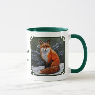 Red Fox in Falling Snow Mug