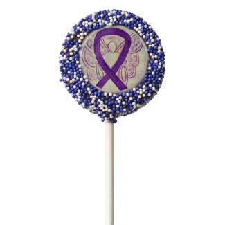 Purple Awareness Ribbon Angel Art Cookie Pops