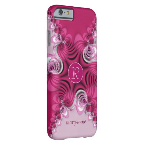 Fractal Pink Swirls Monogram Name iPhone6 Case