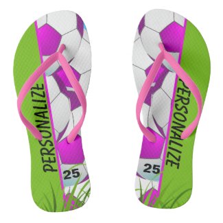 Soccer Pink Custom Flip Flops