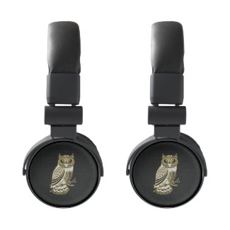 Faux Gold And White Glitter Owl Headphones