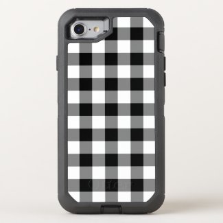 Black and White Buffalo Plaid OtterBox Defender iPhone 7 Case