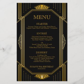 Art Deco Dinner Menu | Editable Color