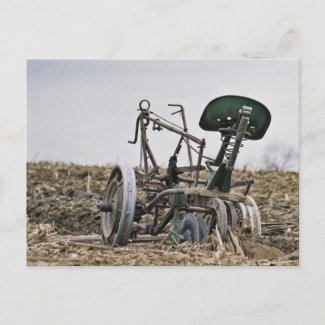 Amish Corn Cutter in Field-Postcard Postcard