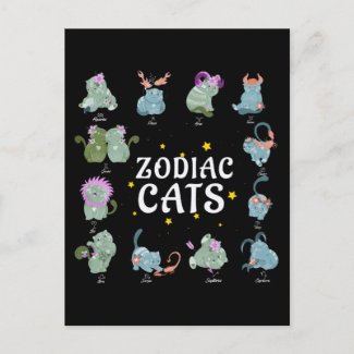 Cute Zodiac Sign Cat Lover Astrology Postcard