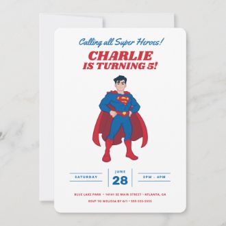 Superman Super Hero Birthday Invitation