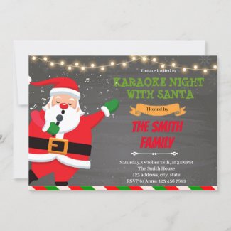 Karaoke night with Santa theme Invitation