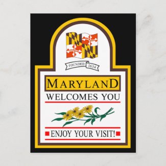 Welcome to Maryland - USA Road Sign Postcard