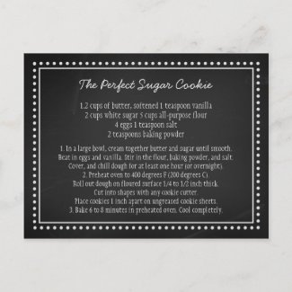 Chalkboard Wedding Recipe Favor Tag Postcard