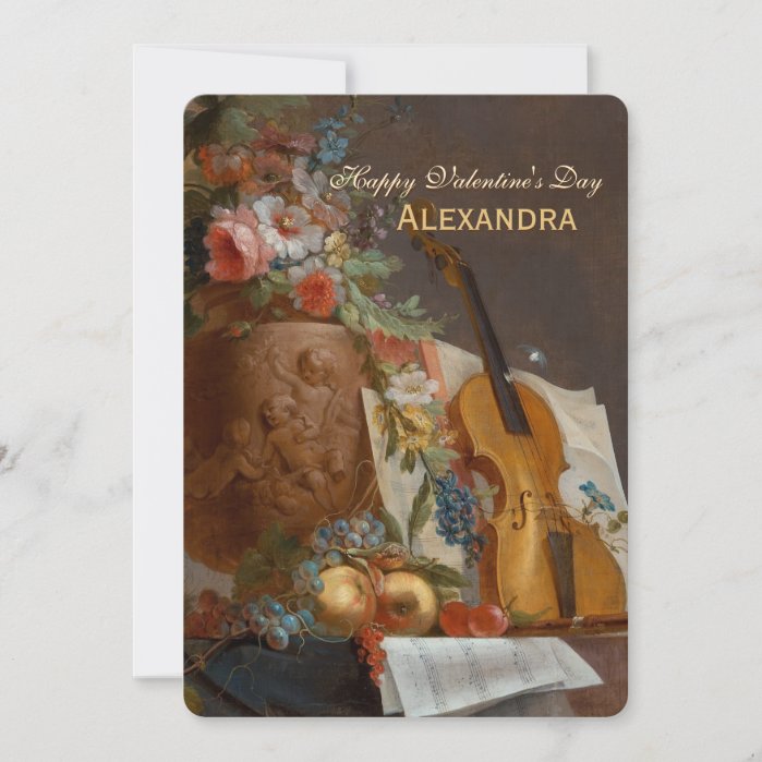 Flowers and violin CC0643 Valentine Greeting Holiday Card
