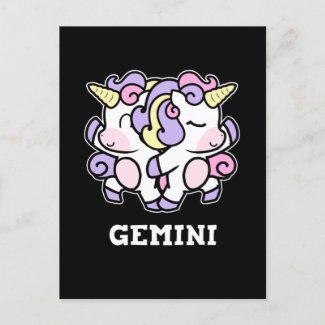Gemini Birthday Gift Zodiac Sign Unicorn Costume Announcement Postcard