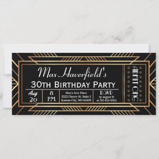 Roaring 20's Party Ticket Invitation