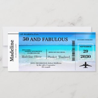 50 and Fabulous Boarding Pass Destination Birthday