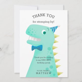 Dinosaur Birthday Party Boy's Thank You Card