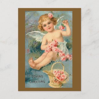 Angel Greetings Cute Vintage Floral Postcard