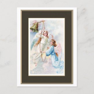 Pretty Angels With Bell Postcard