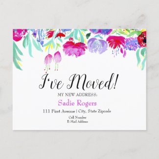I've Moved Change Of Address Floral Peonies Announcement Postcard