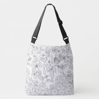 Hummingbirds and Flowers Adult Coloring Page Tote Bag